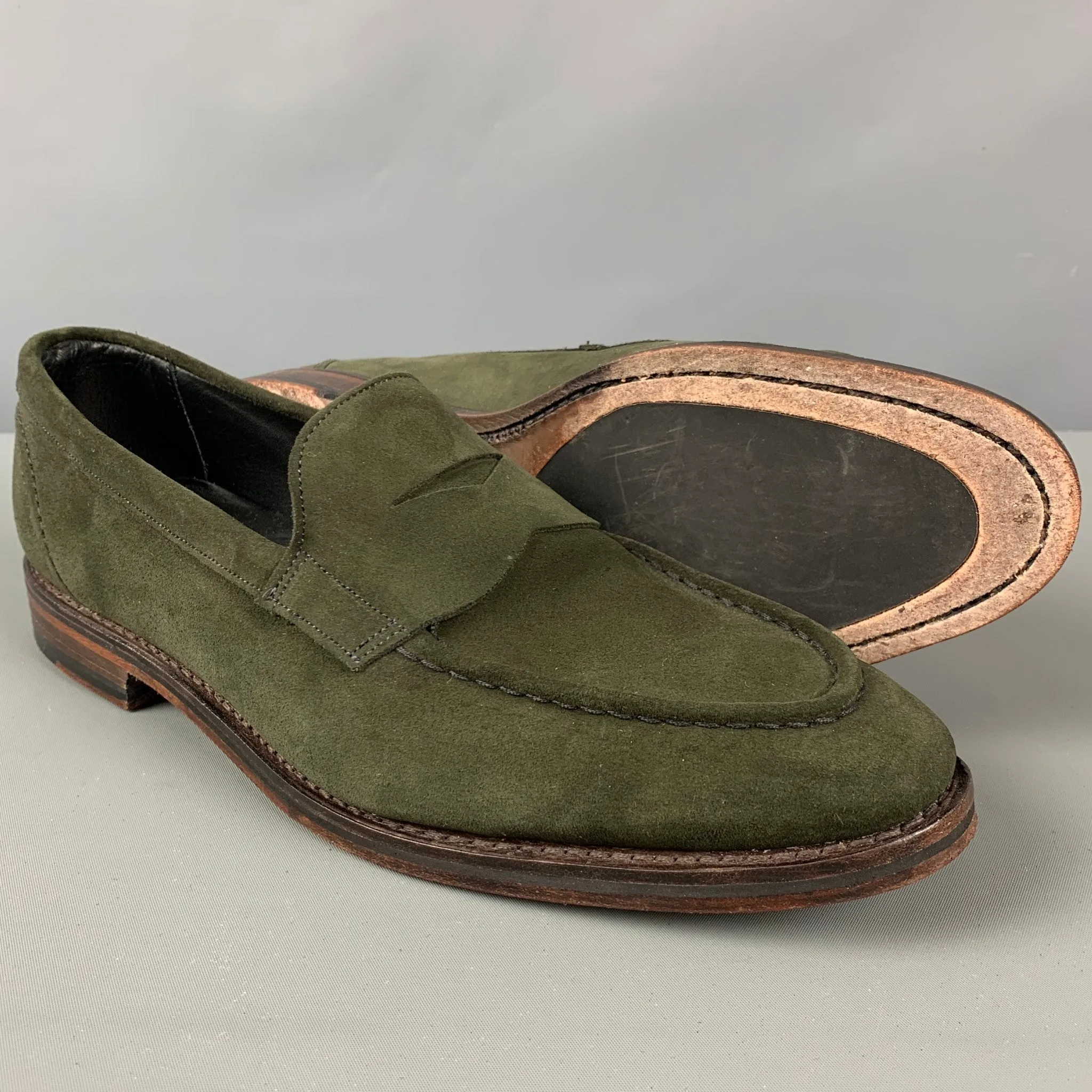 ALLEN EDMONDS Size 10.5 Green Penny Loafers