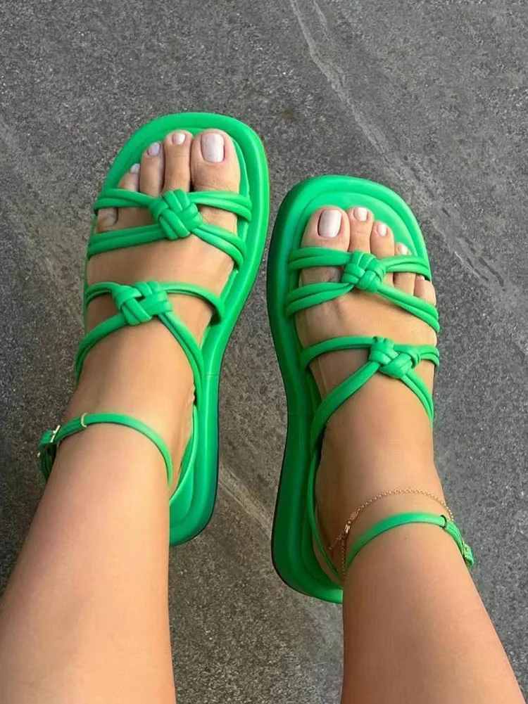 Amozae-Knotted Strap Flat Sandals