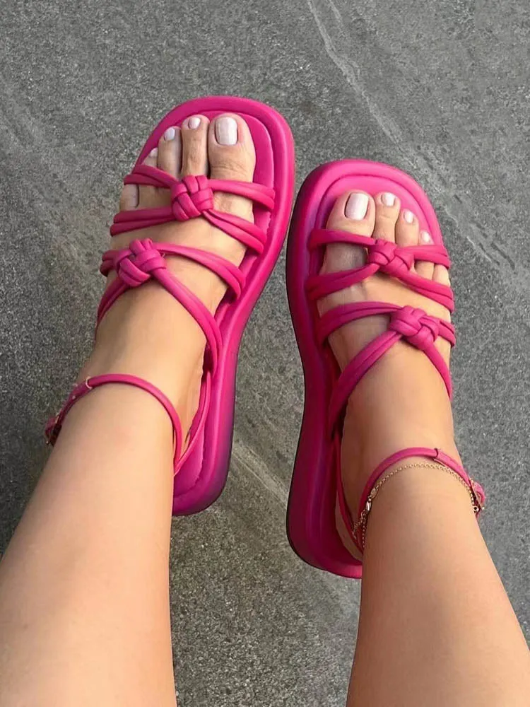 Amozae-Knotted Strap Flat Sandals
