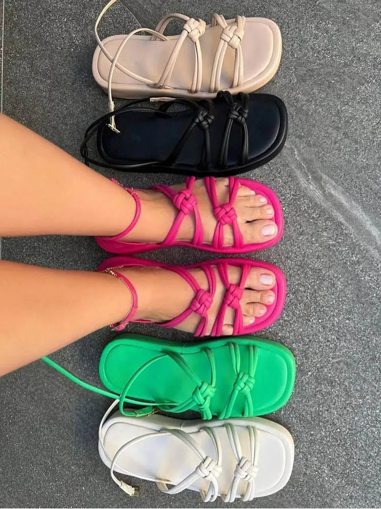 Amozae-Knotted Strap Flat Sandals