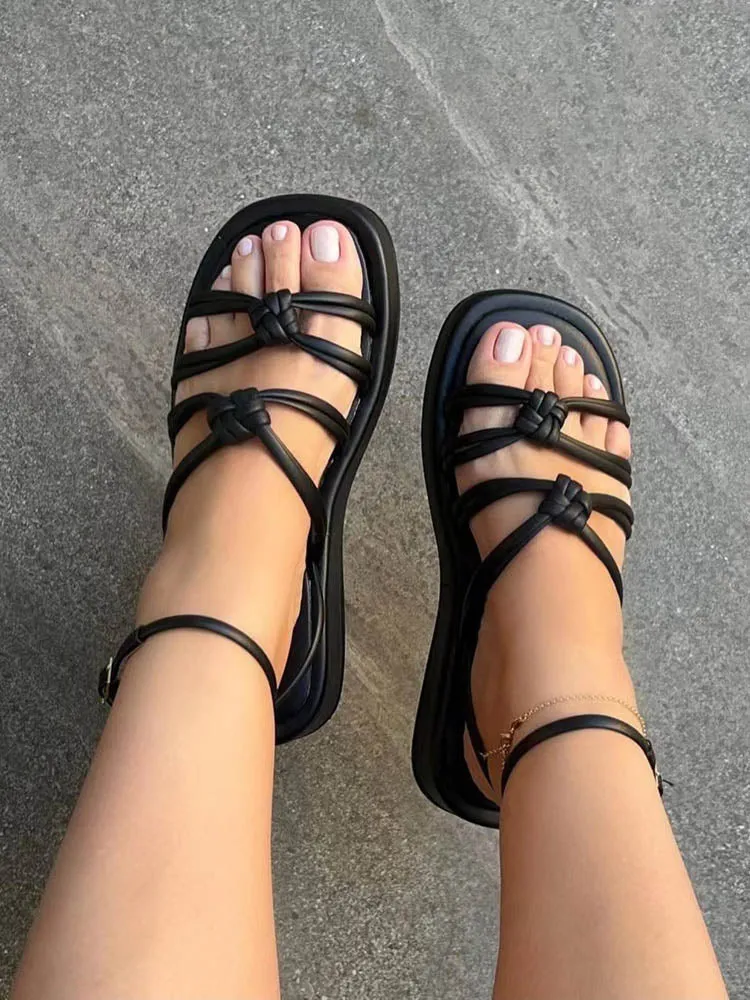 Amozae-Knotted Strap Flat Sandals