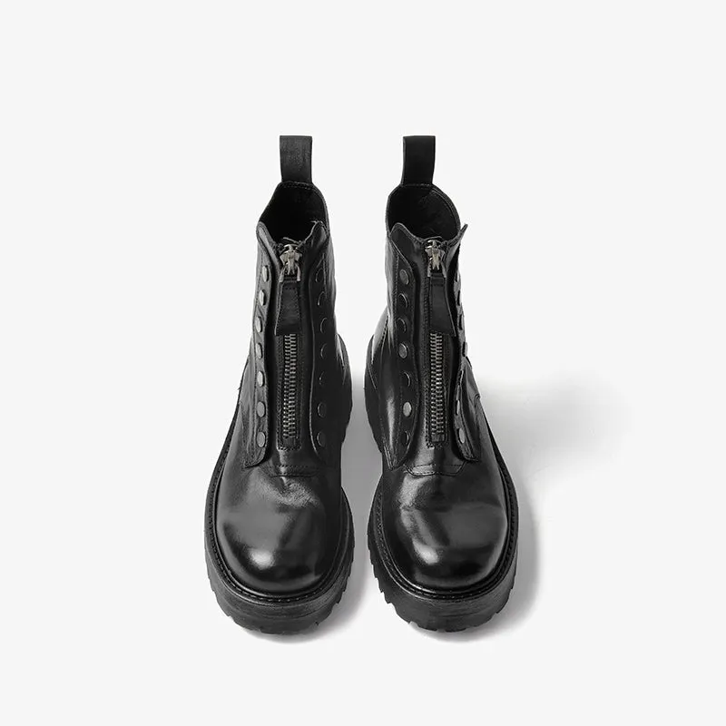 BeauToday Platform Horse Leather Boots for Women
