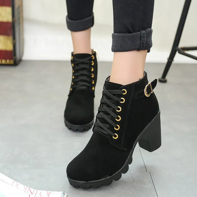 Betty Chunky Heel Suede Boots for Women by The Nevermore