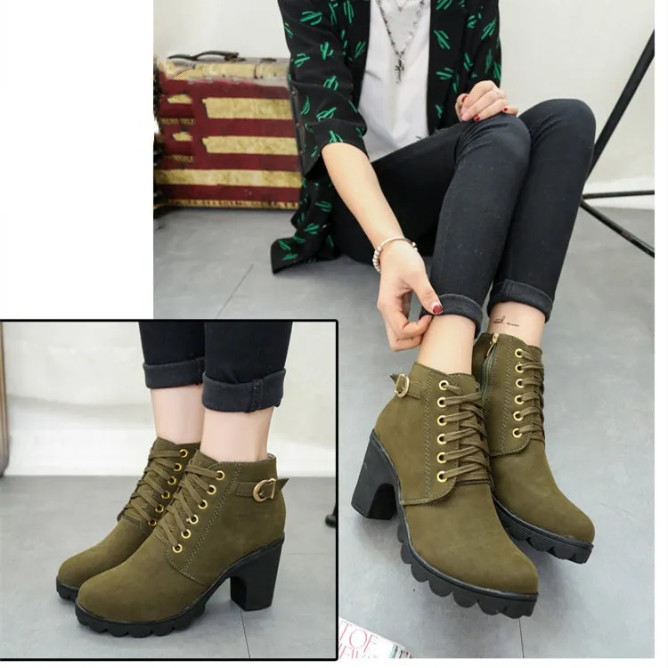 Betty Chunky Heel Suede Boots for Women by The Nevermore