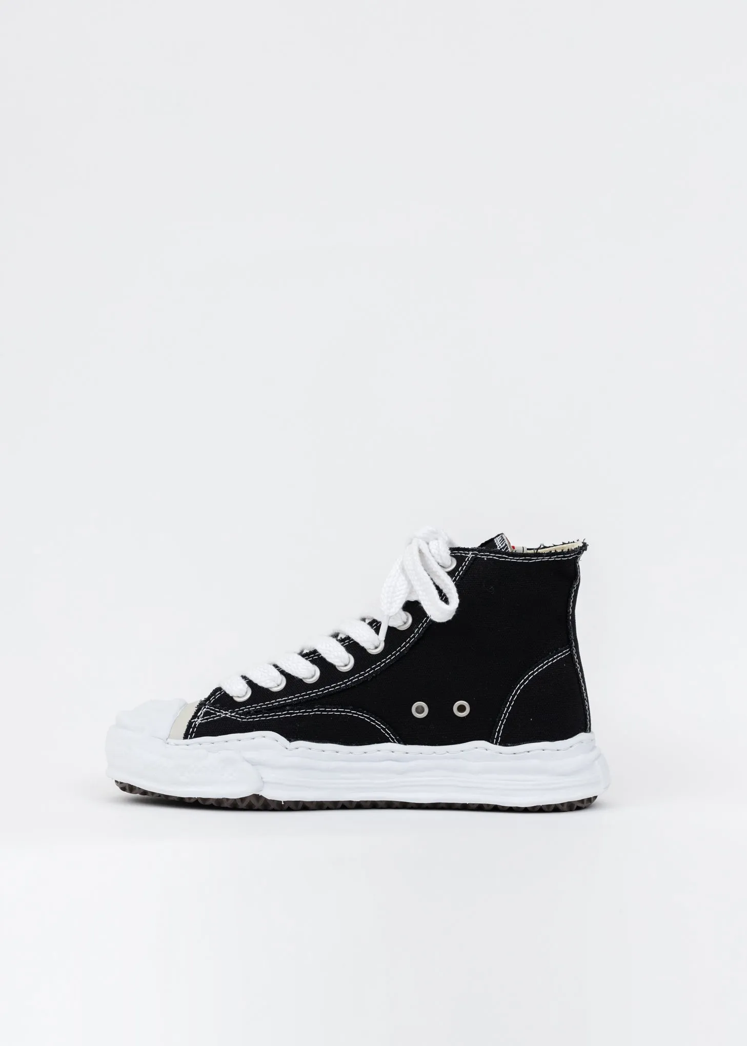 Black Original Sole Toe Cap Canvas Hicut Sneaker
