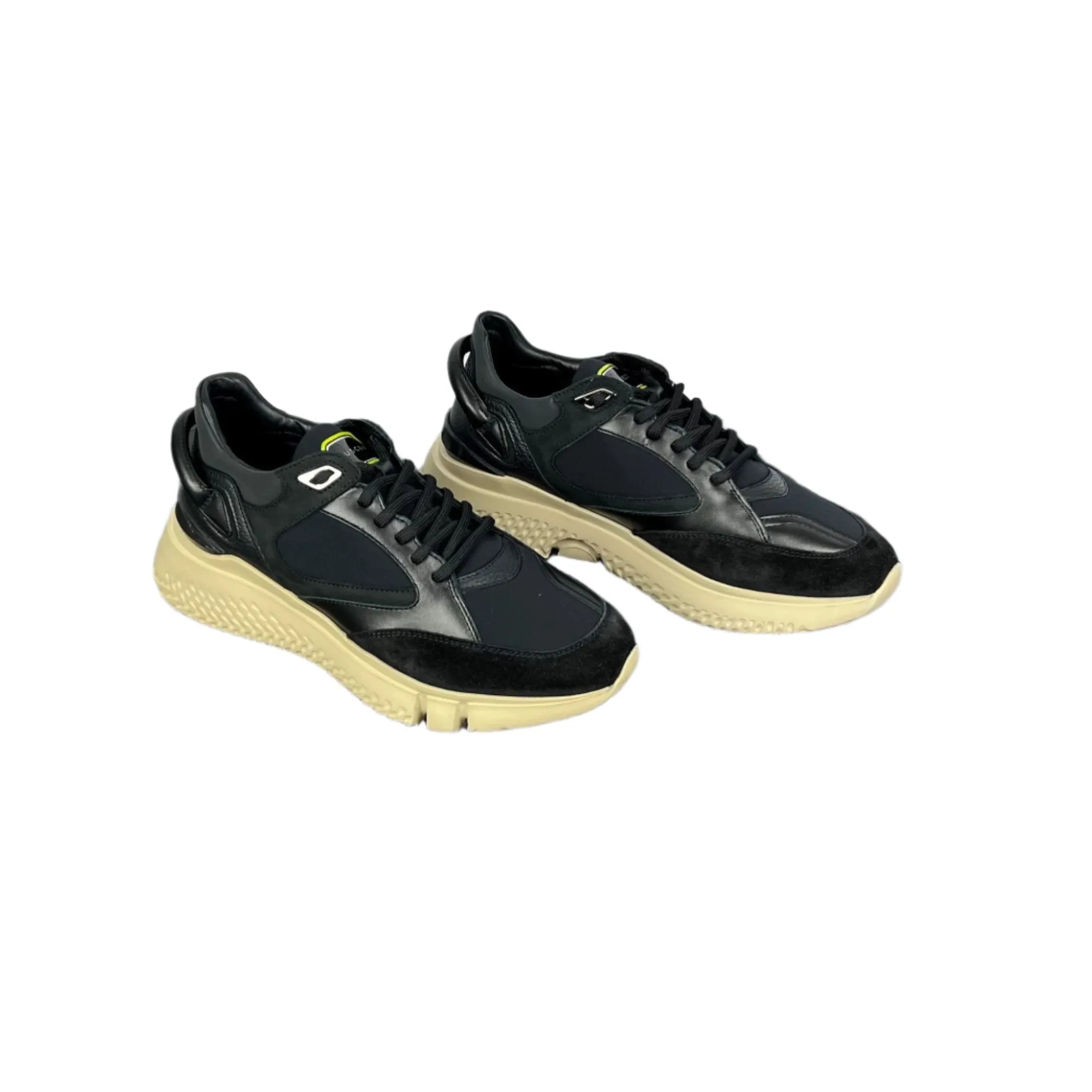 Buscemi Mens Veloce Mix Black Suede/Neoprene Sneakers
