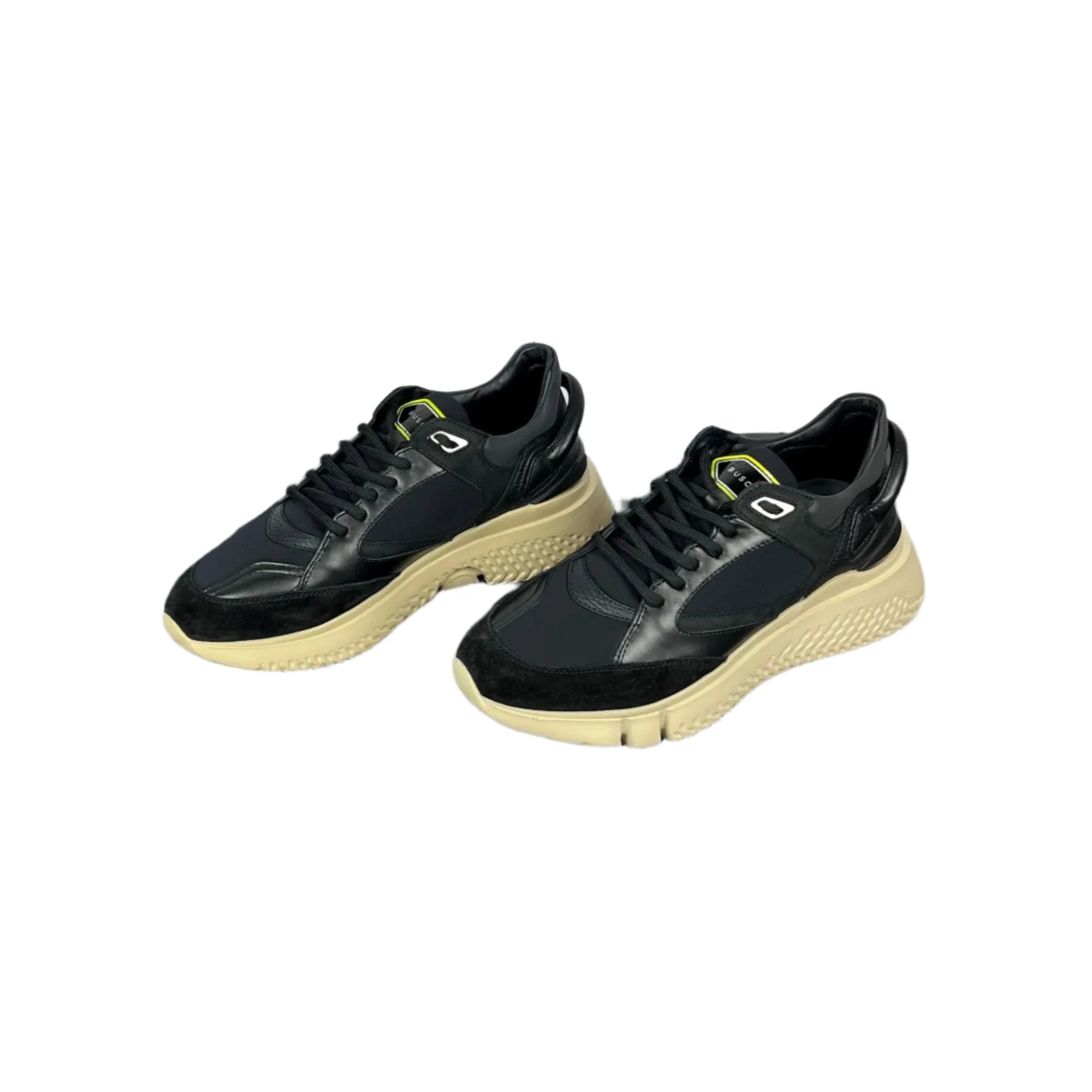 Buscemi Mens Veloce Mix Black Suede/Neoprene Sneakers
