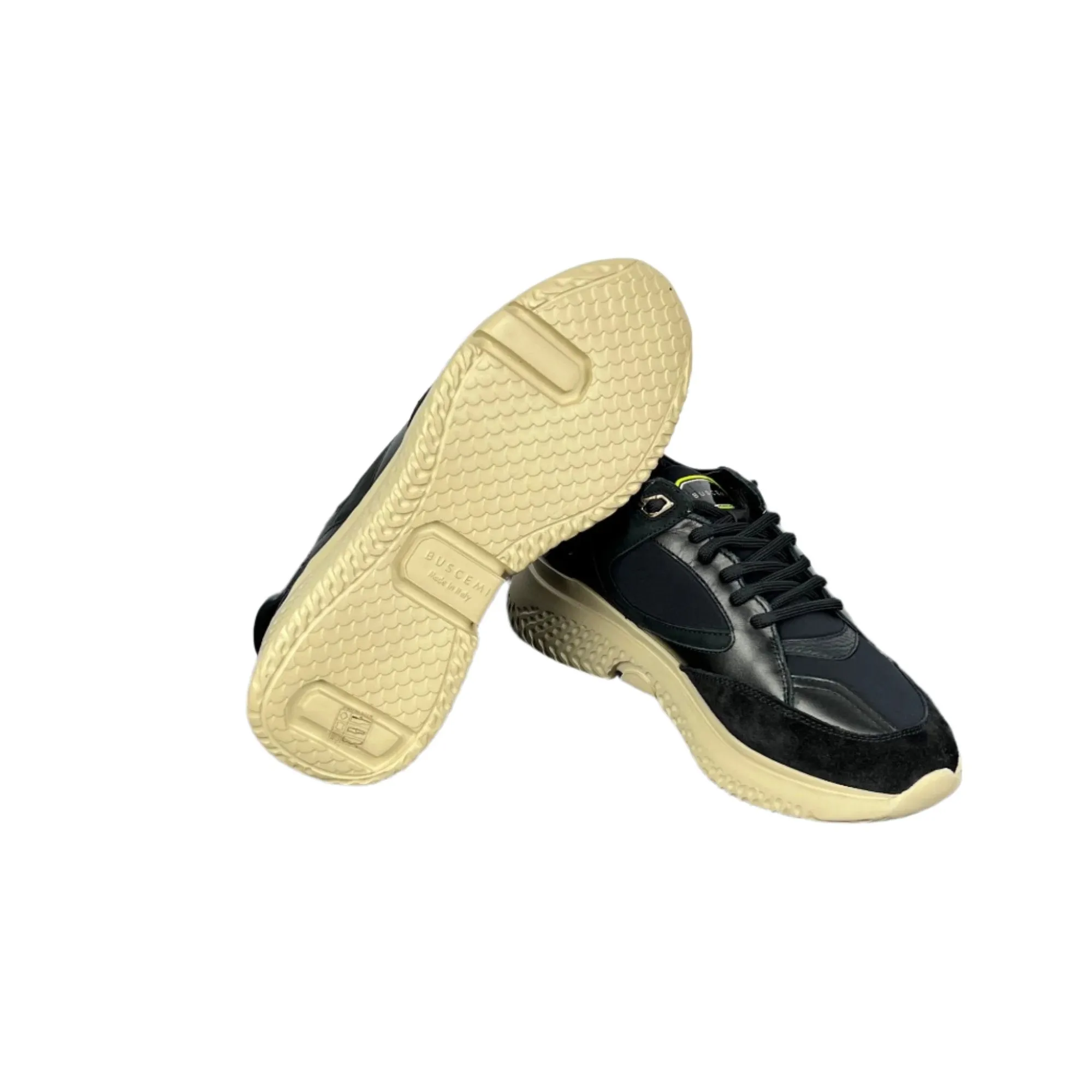 Buscemi Mens Veloce Mix Black Suede/Neoprene Sneakers