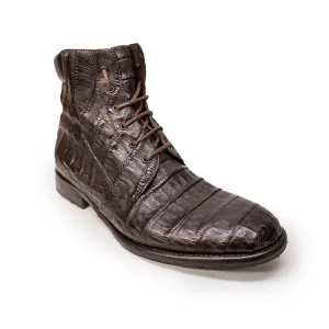 Calzoleria Toscana Dark Brown Alligator Lace Up Ankle Boots