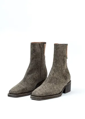 Camel Denim Fitted Boots
