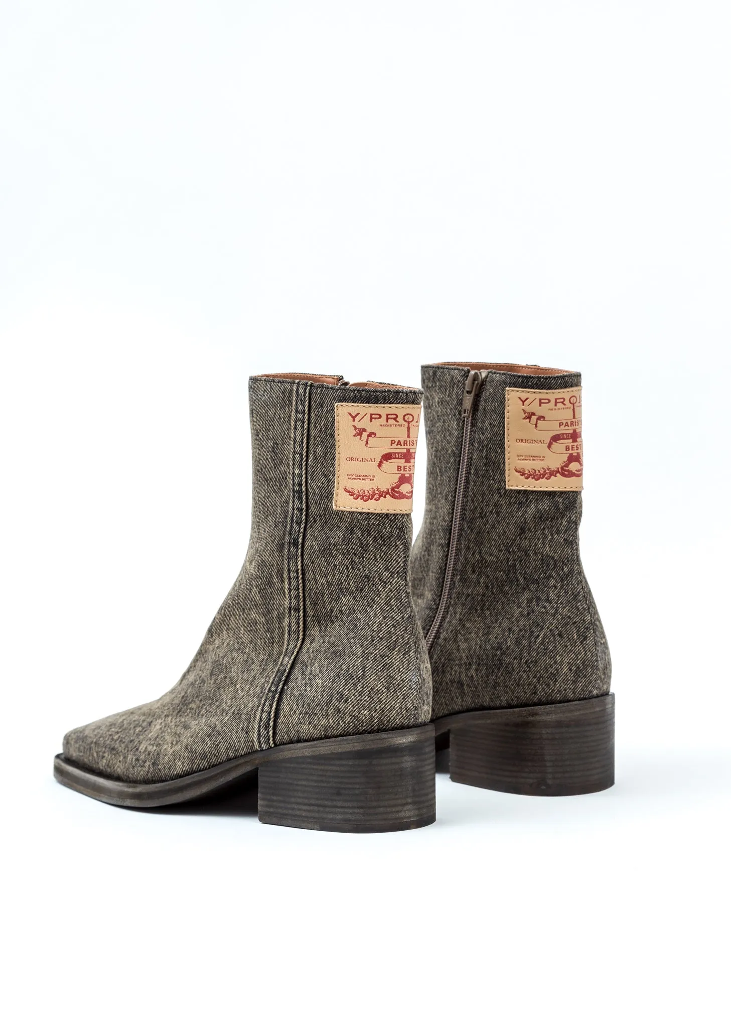 Camel Denim Fitted Boots
