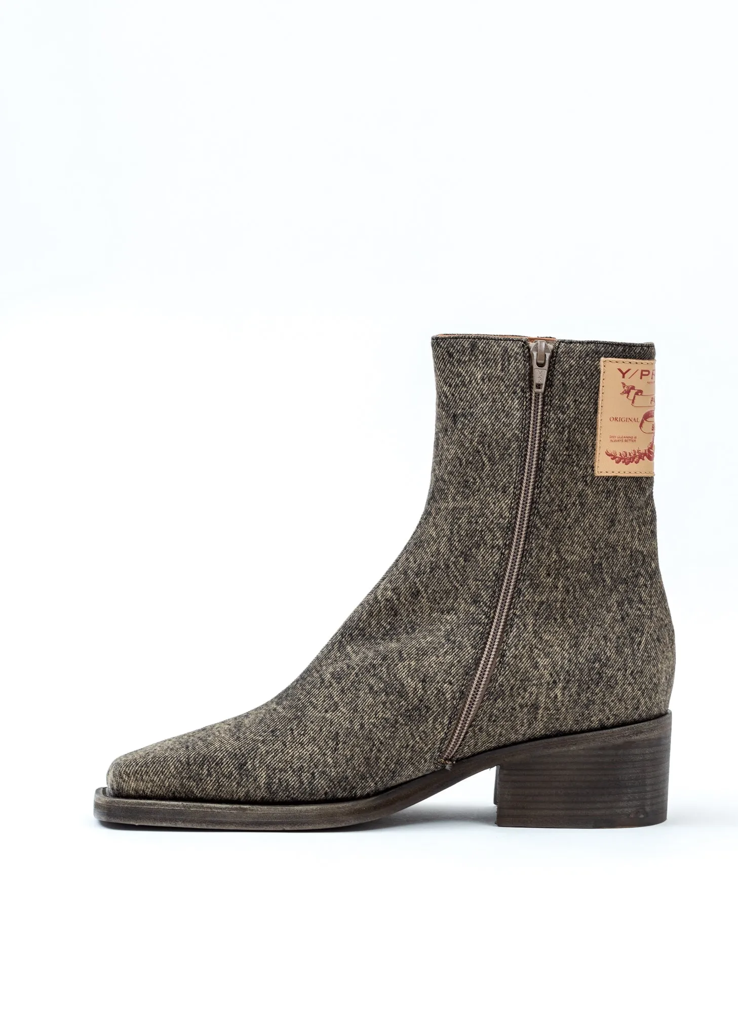 Camel Denim Fitted Boots