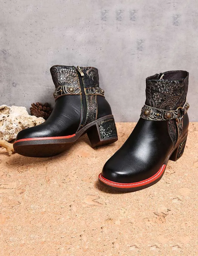 Camryn Handmade Chunky Heel Ankle Boots