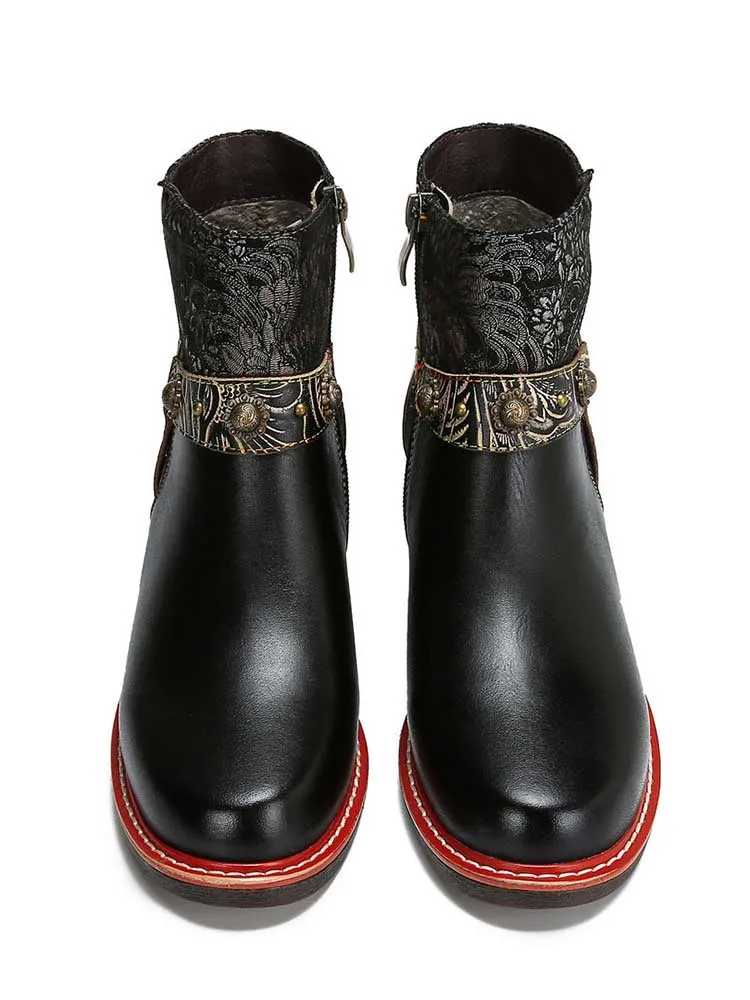 Camryn Handmade Chunky Heel Ankle Boots