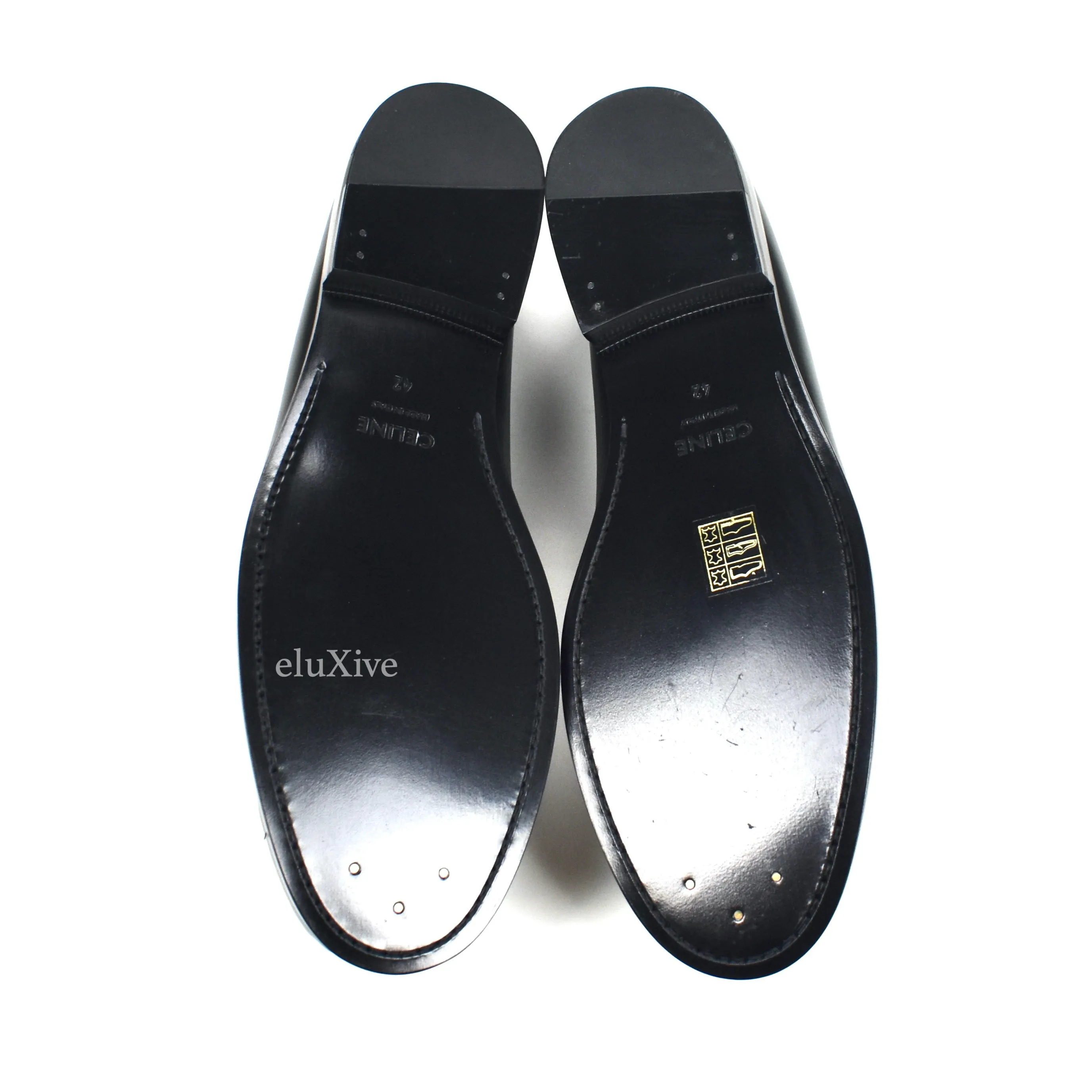 Celine - Black Leather Zebra Toe Tassel Loafers
