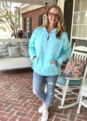 Charles River Unlined Pullover Rain Jacket--Aqua