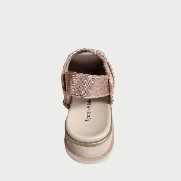 Django & Juliette Carlenet Rose Pale Rose Gold Leather Sandals