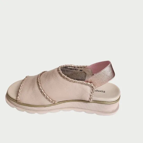 Django & Juliette Carlenet Rose Pale Rose Gold Leather Sandals