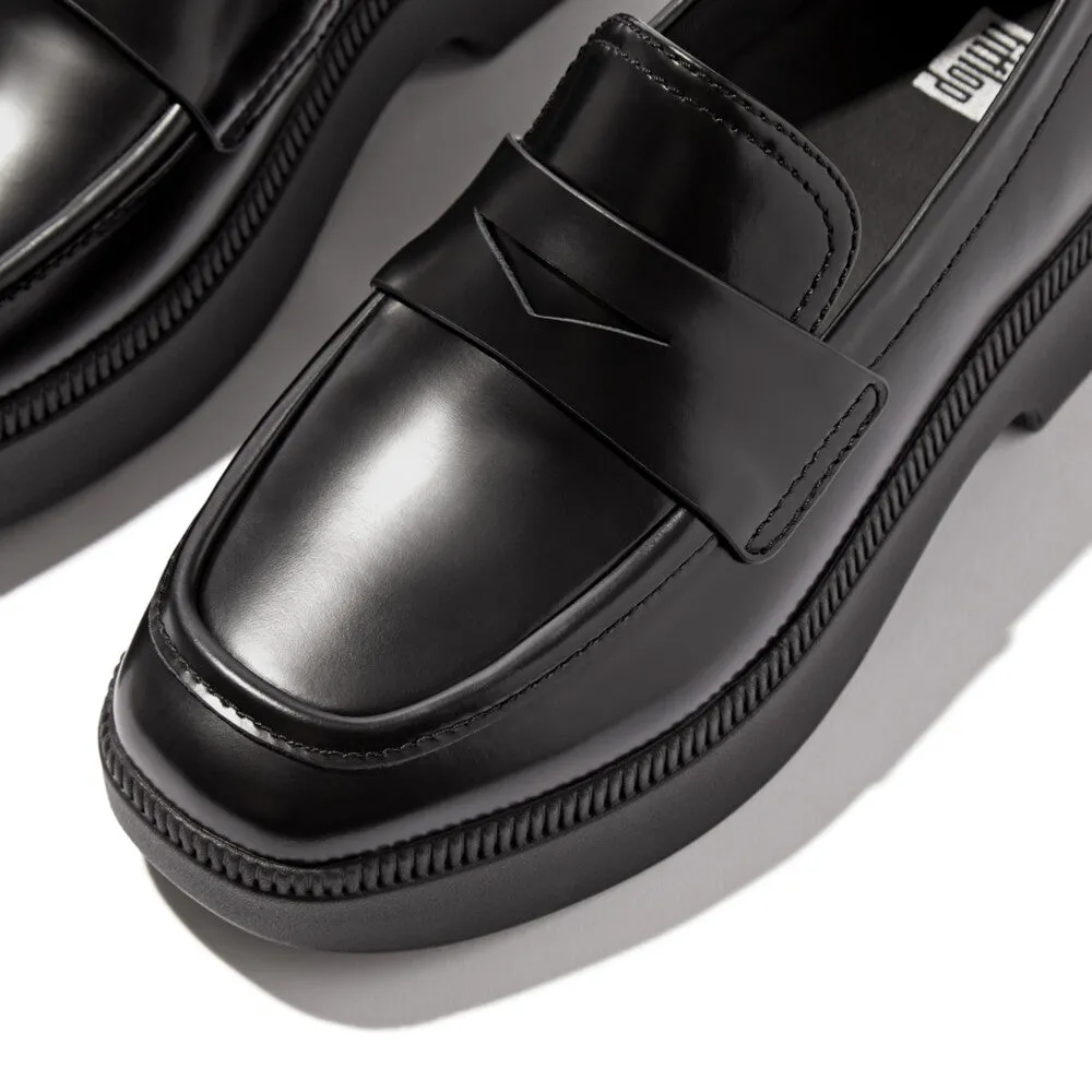 F-LUMA Box-Leather Demi-Wedge Penny Loafers