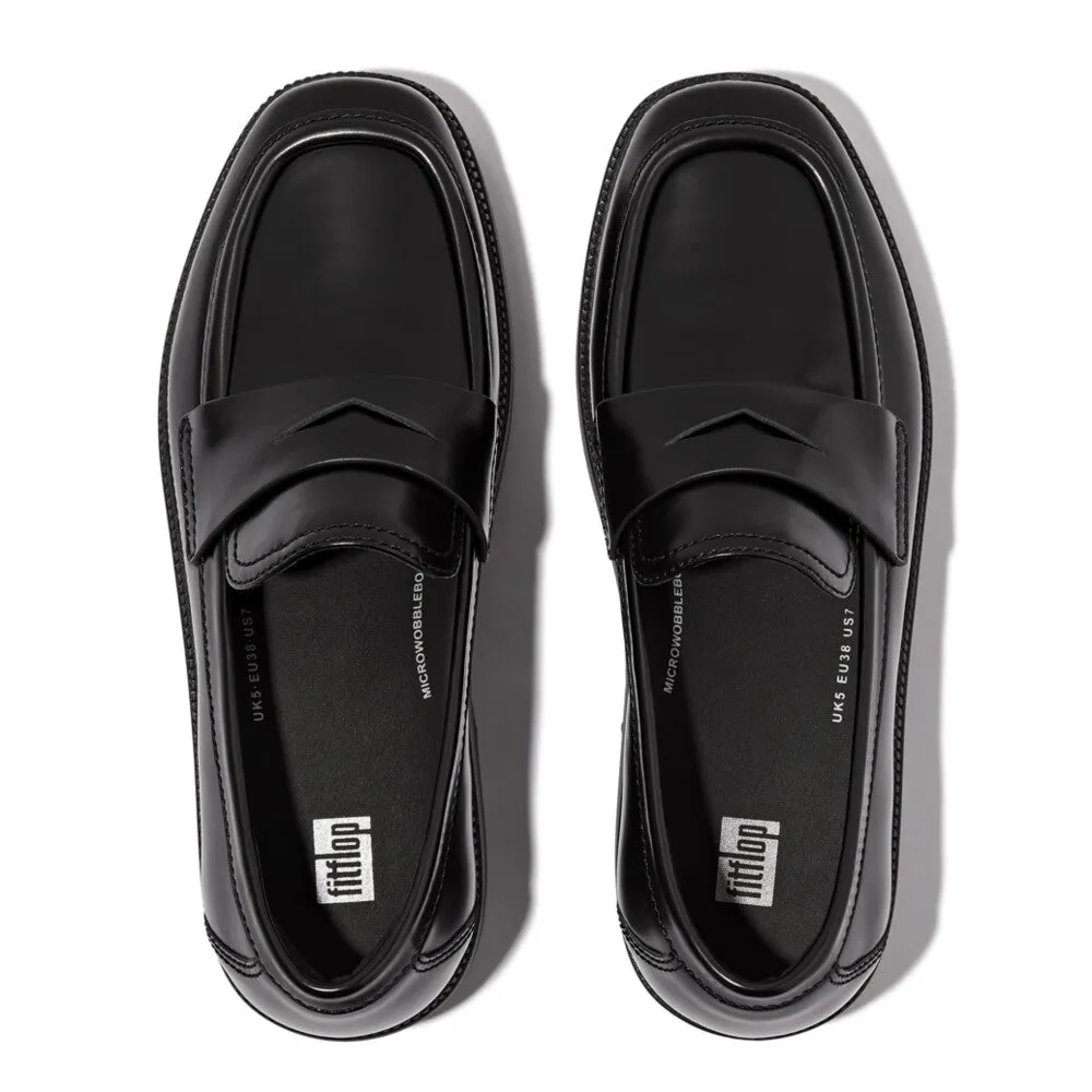 F-LUMA Box-Leather Demi-Wedge Penny Loafers