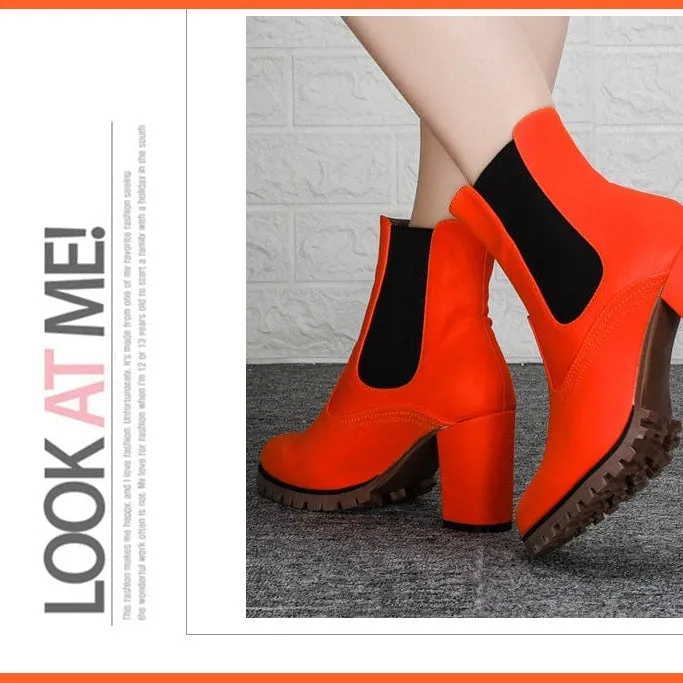 Fashion Platform Women Ankle Boots | High Heel Comfy Round Toe Slip-On Boots