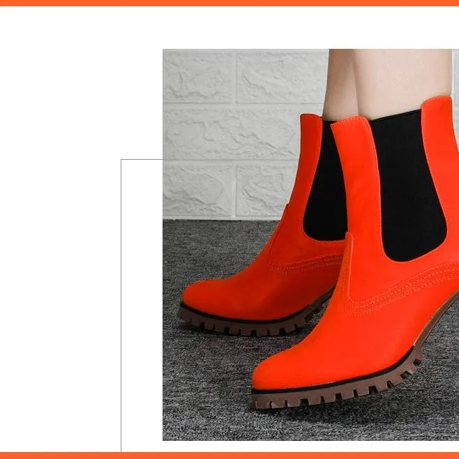 Fashion Platform Women Ankle Boots | High Heel Comfy Round Toe Slip-On Boots
