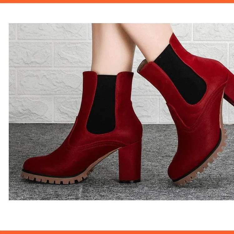 Fashion Platform Women Ankle Boots | High Heel Comfy Round Toe Slip-On Boots