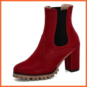 Fashion Platform Women Ankle Boots | High Heel Comfy Round Toe Slip-On Boots