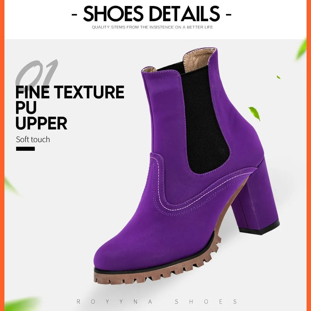 Fashion Platform Women Ankle Boots | High Heel Comfy Round Toe Slip-On Boots