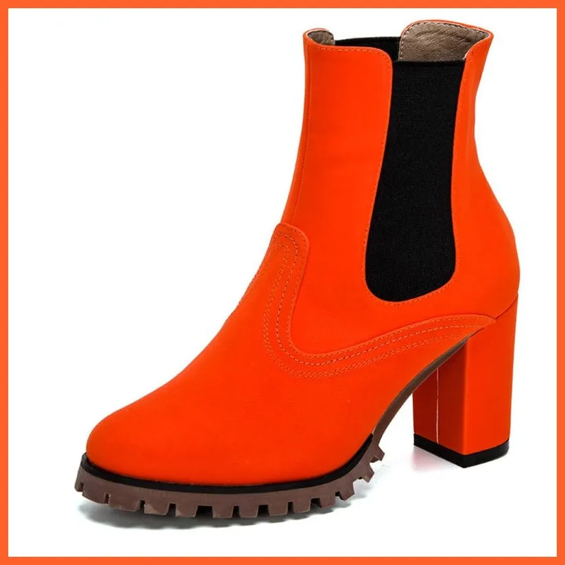 Fashion Platform Women Ankle Boots | High Heel Comfy Round Toe Slip-On Boots