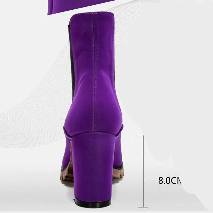 Fashion Platform Women Ankle Boots | High Heel Comfy Round Toe Slip-On Boots