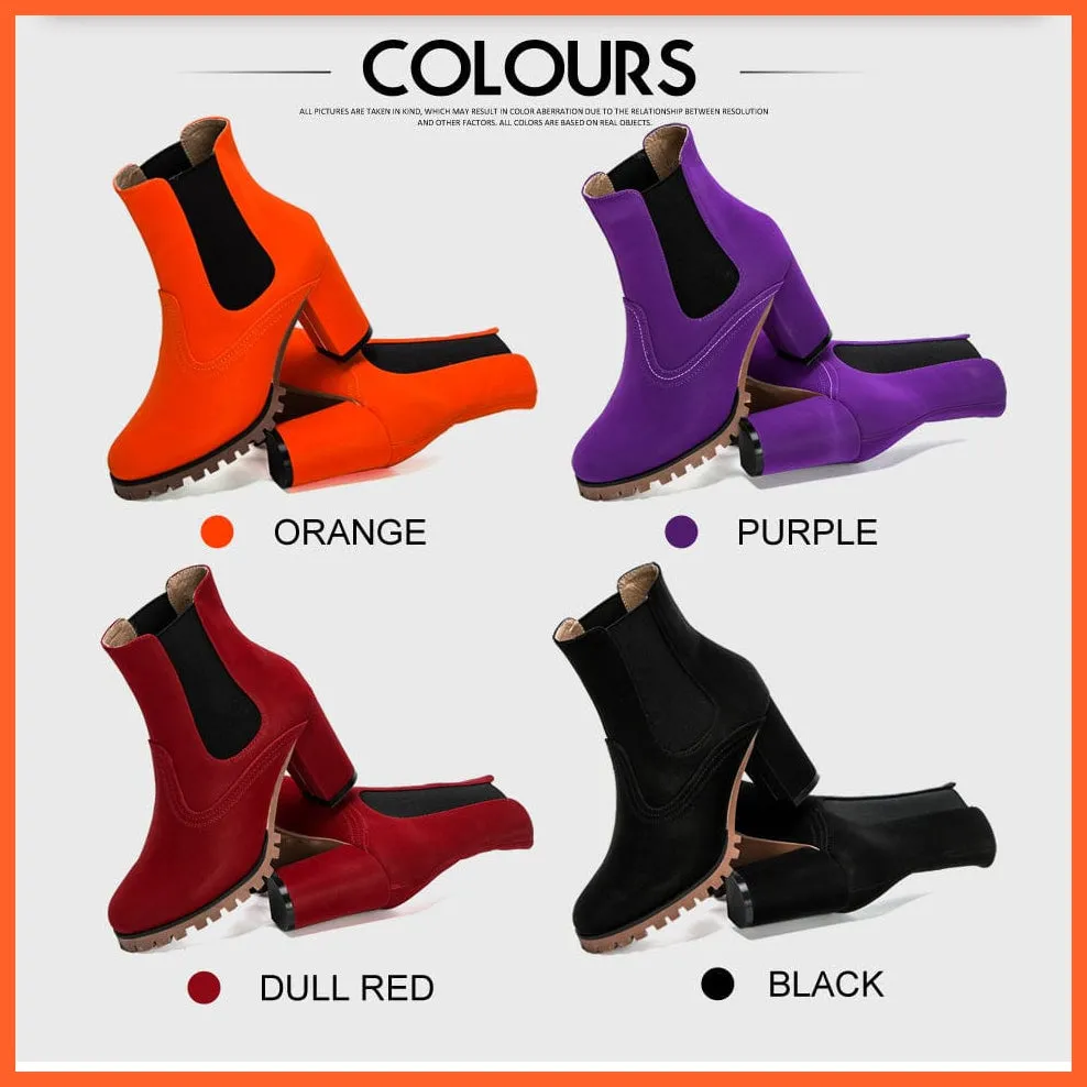 Fashion Platform Women Ankle Boots | High Heel Comfy Round Toe Slip-On Boots
