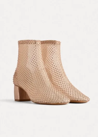 Forte Forte Mesh Rhinestone Boots Beige/Pink