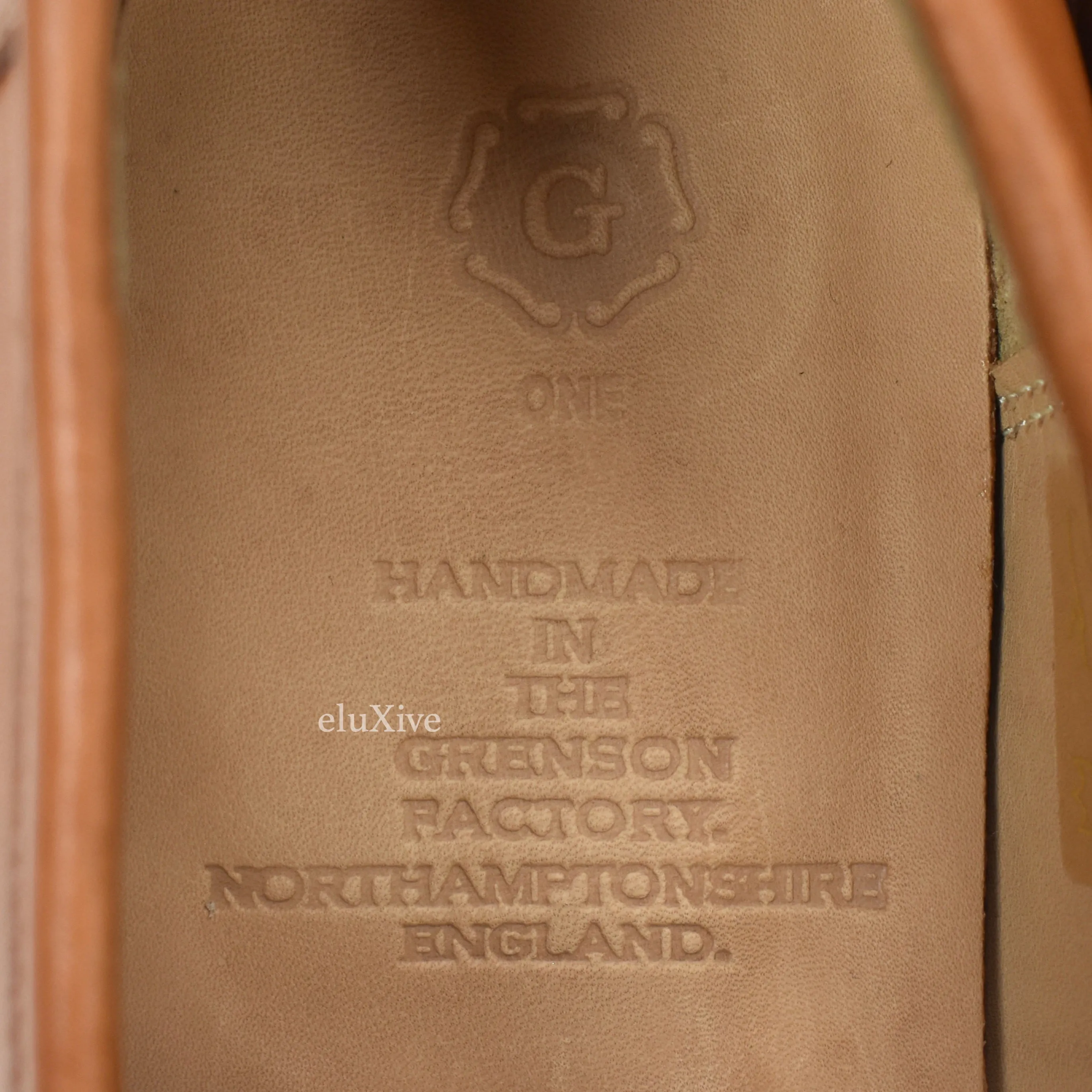 Grenson - Cognac Tan/White Leather Epsom Penny Loafers