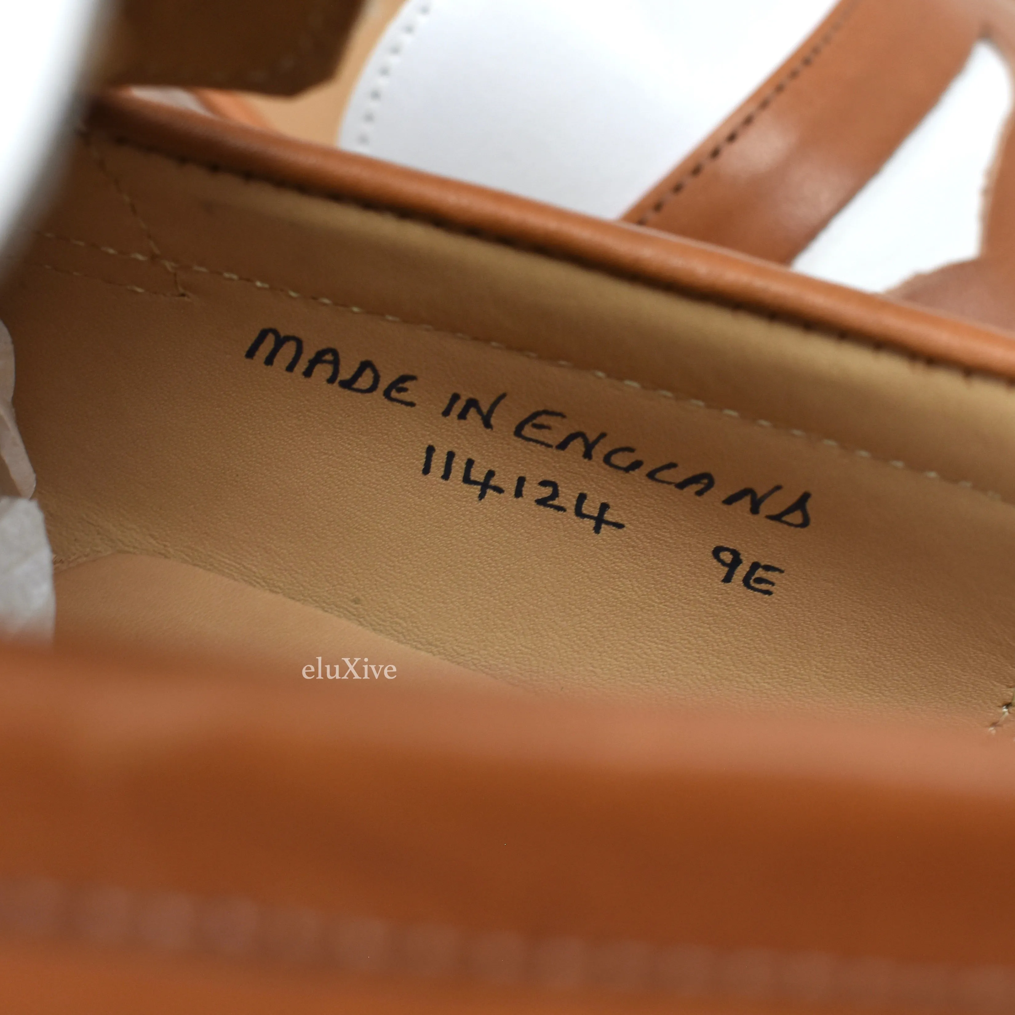 Grenson - Cognac Tan/White Leather Epsom Penny Loafers
