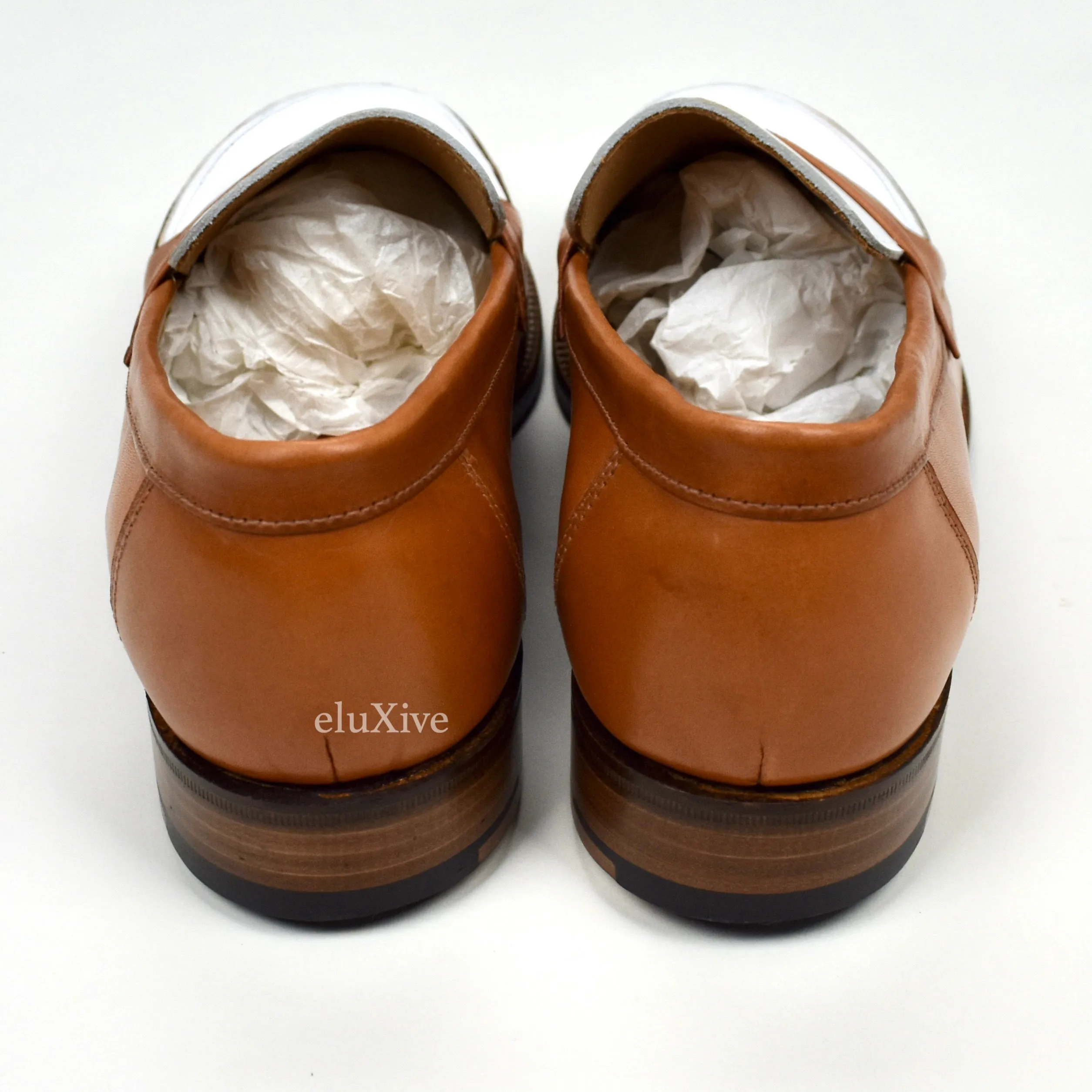 Grenson - Cognac Tan/White Leather Epsom Penny Loafers