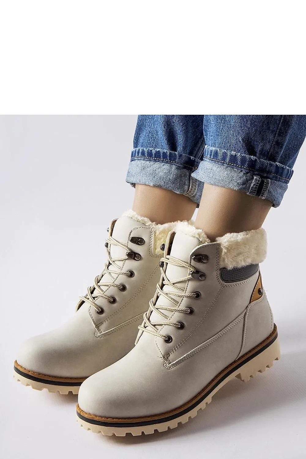 Grey lace-up closure trapper shoes
