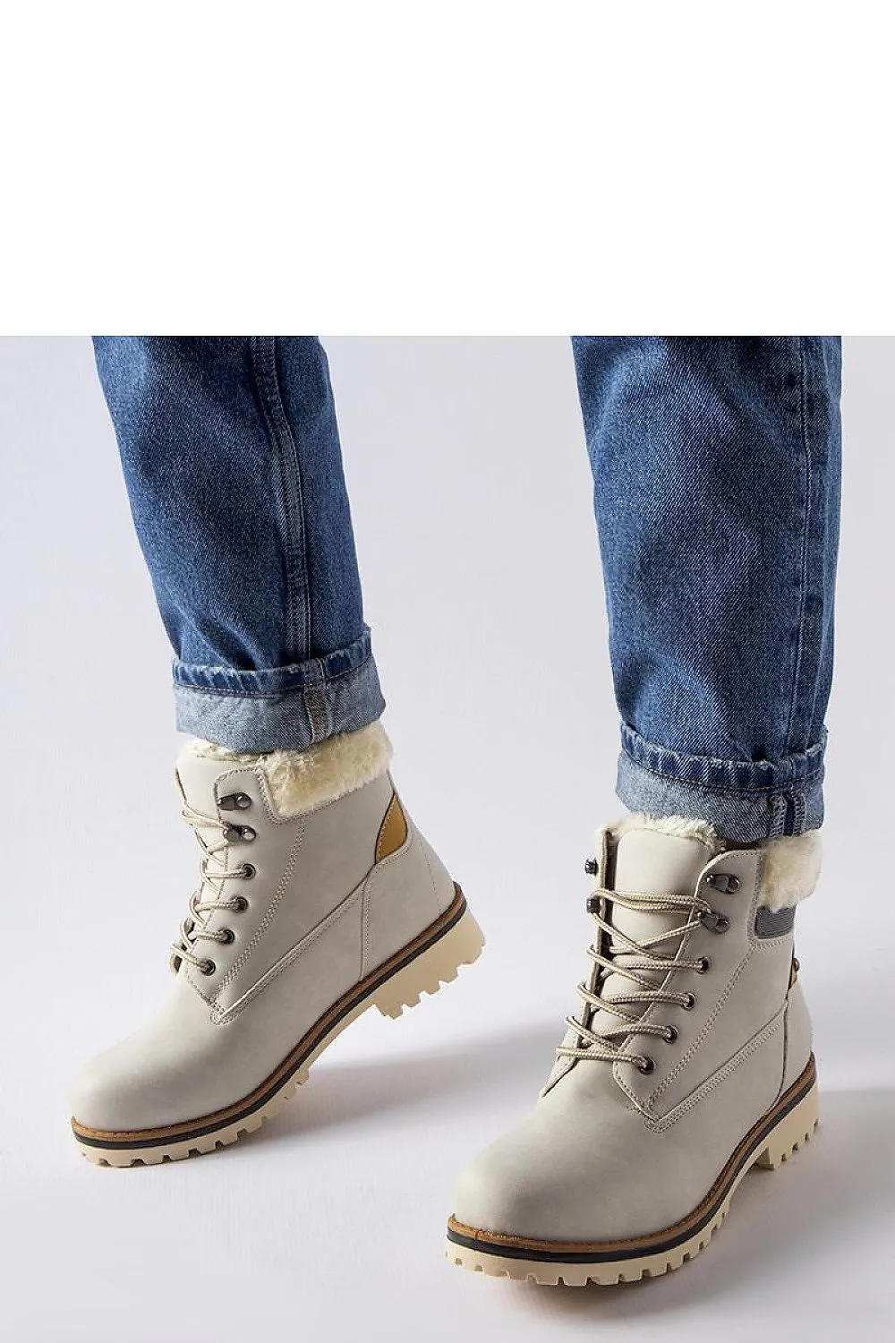 Grey lace-up closure trapper shoes