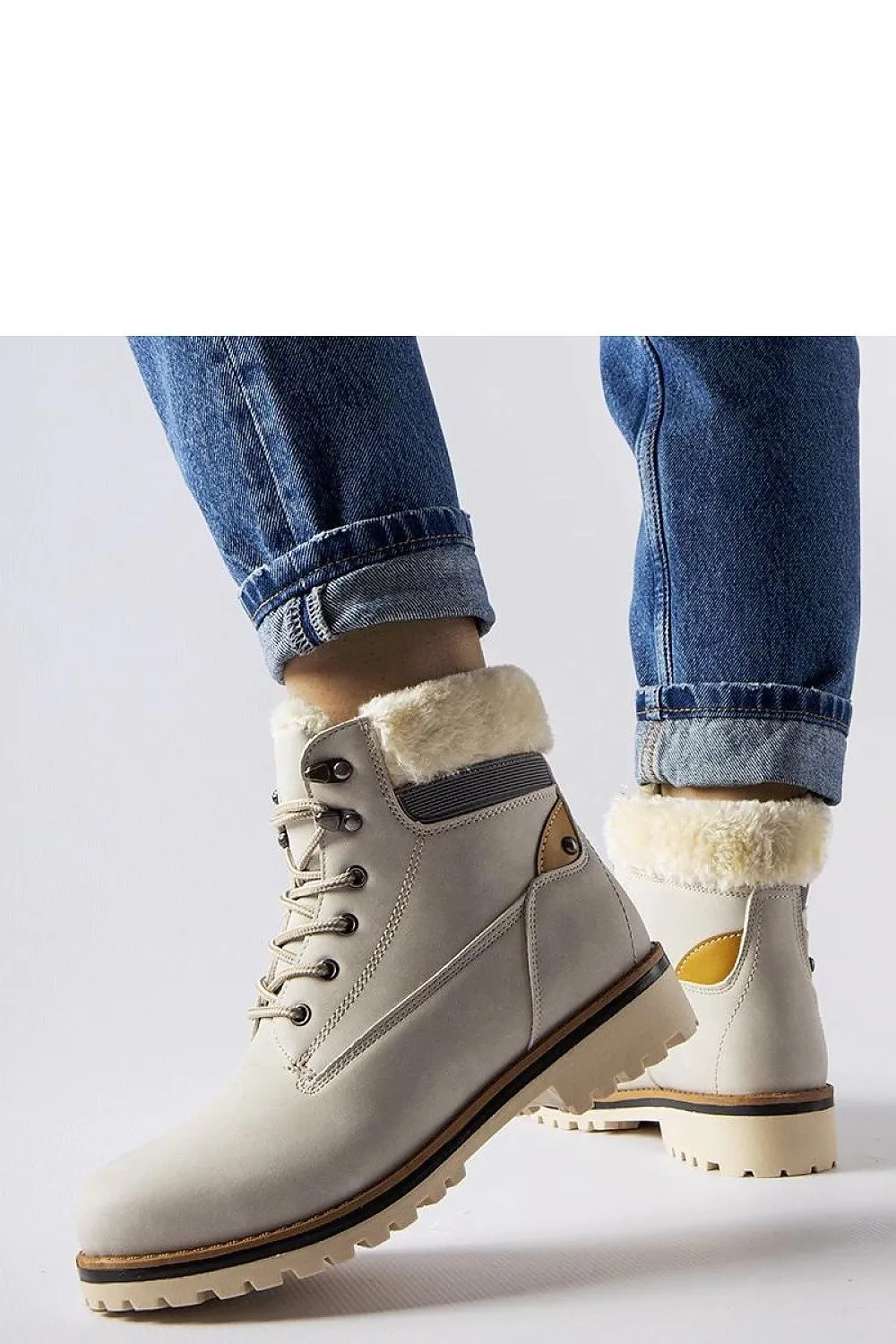 Grey lace-up closure trapper shoes