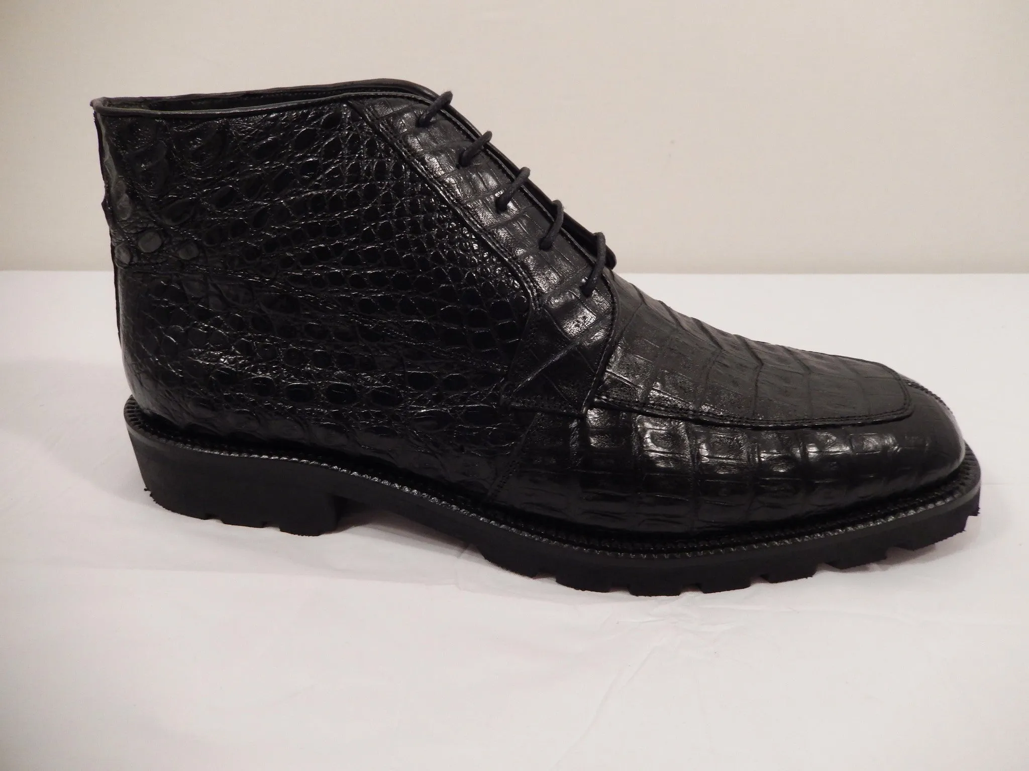 Los Altos All-Over Crocodile Belly Lace Up Ankle Boots