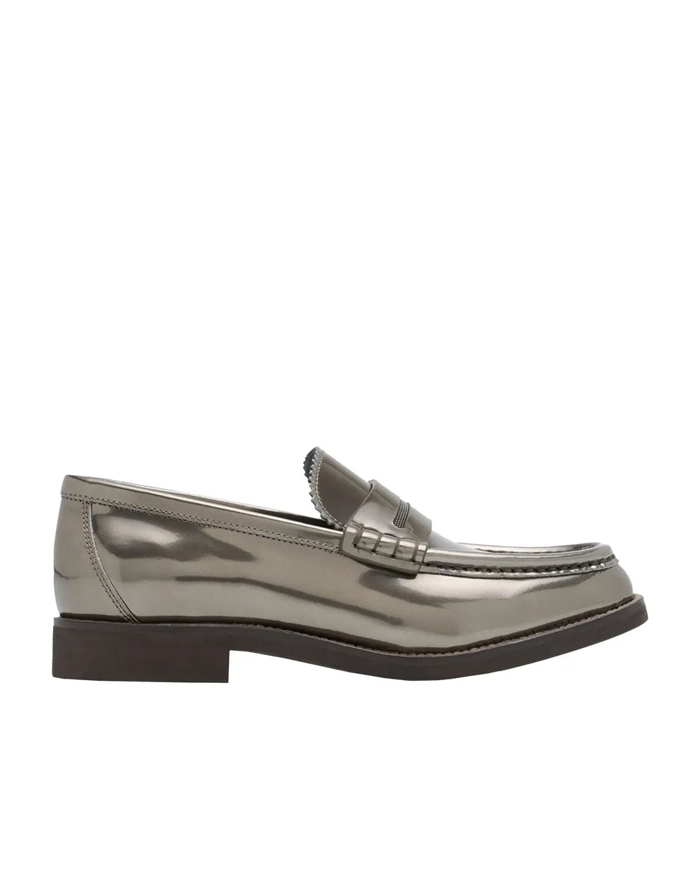 Metallic Penny Loafers in Slate