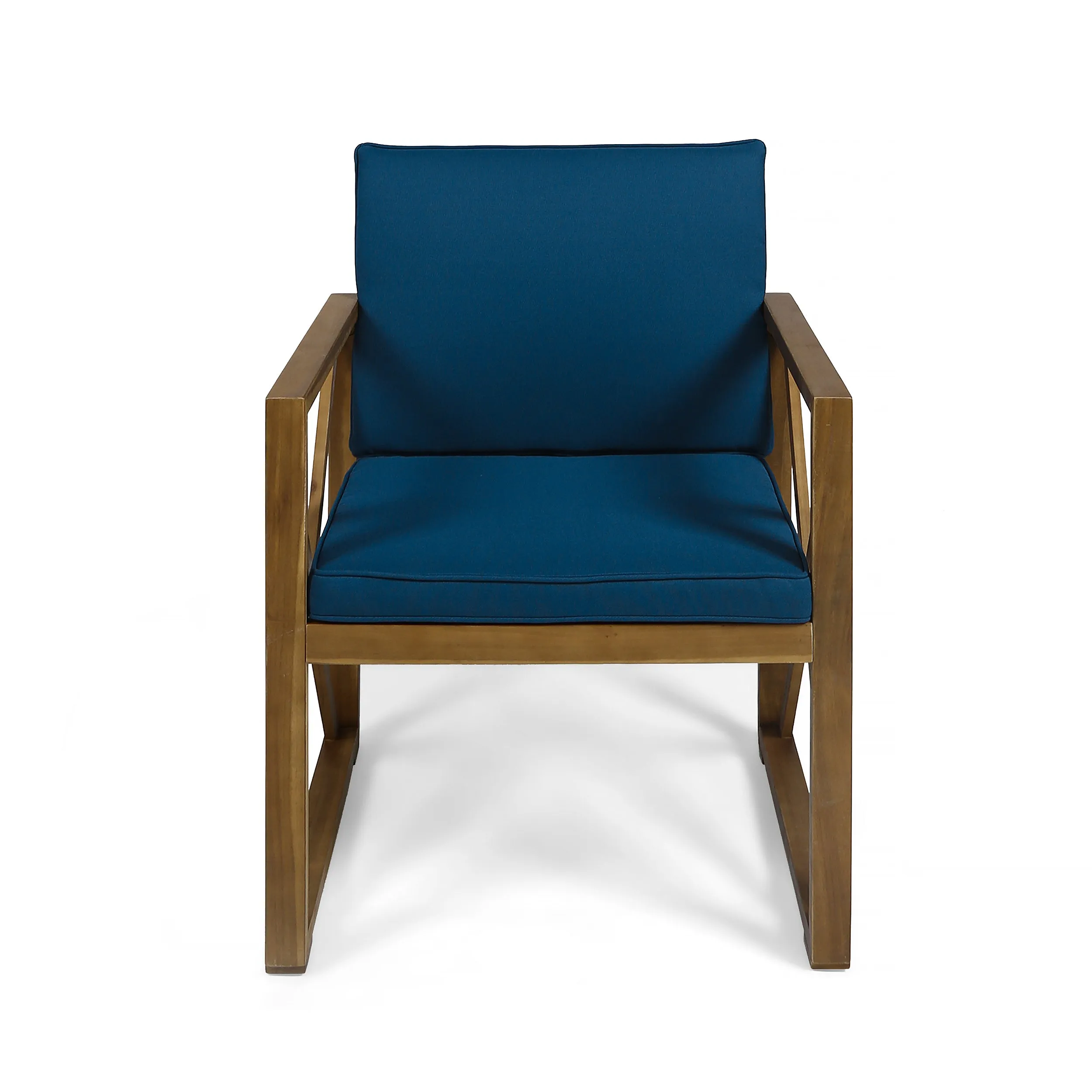 Penny Outdoor Acacia Wood 4 Piece Chat Set with Cushions