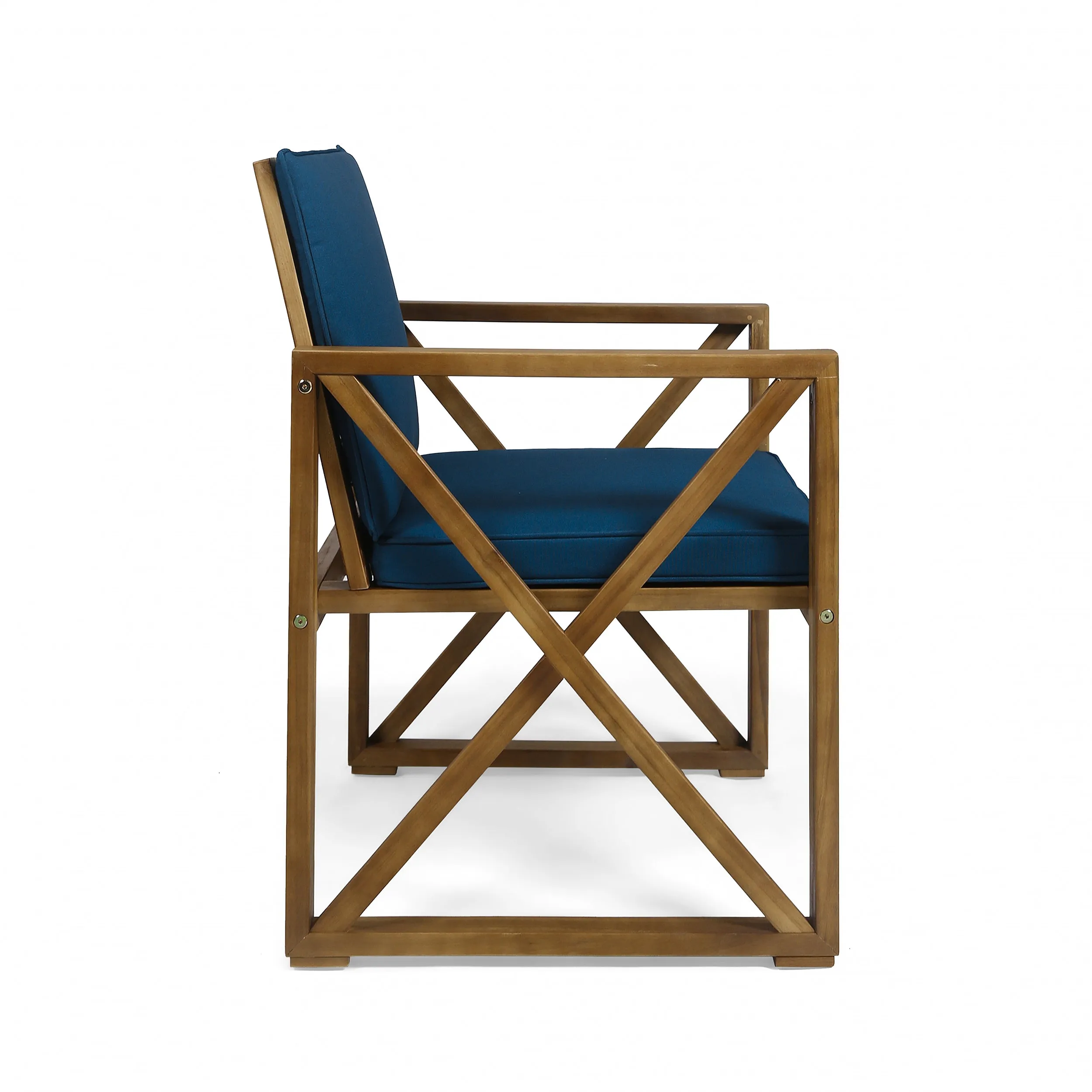 Penny Outdoor Acacia Wood 4 Piece Chat Set with Cushions