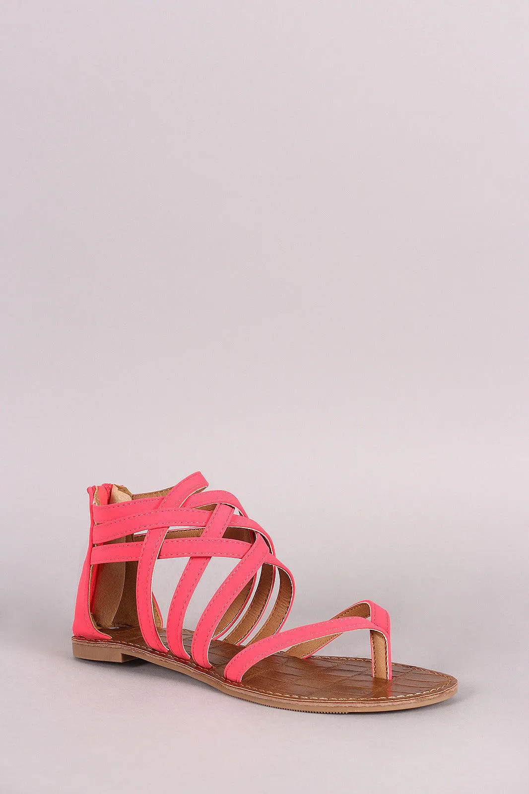 Qupid Strappy Gladiator Thong Flat Sandal