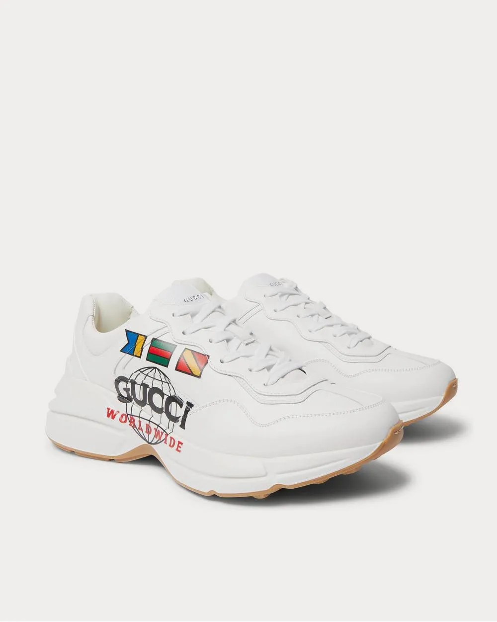 Rhyton Logo-Print Leather  White low top sneakers