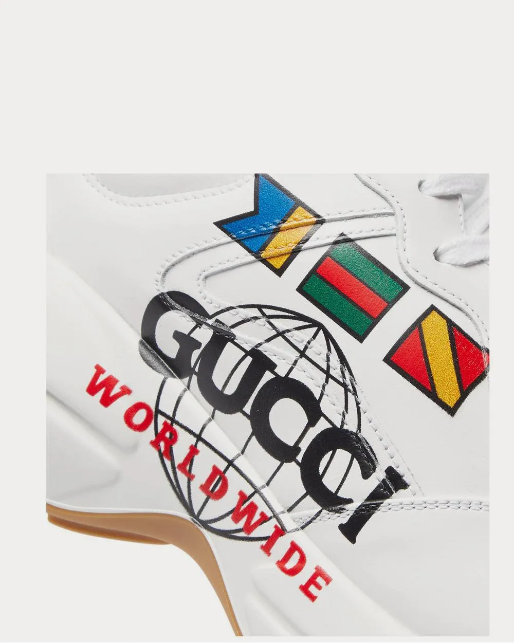 Rhyton Logo-Print Leather  White low top sneakers