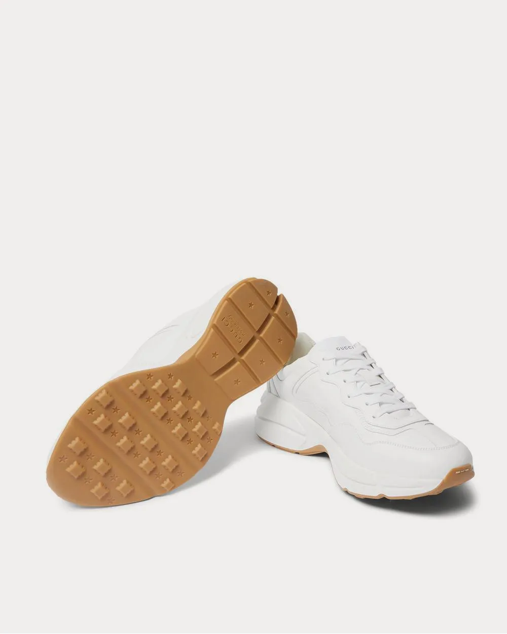 Rhyton Logo-Print Leather  White low top sneakers