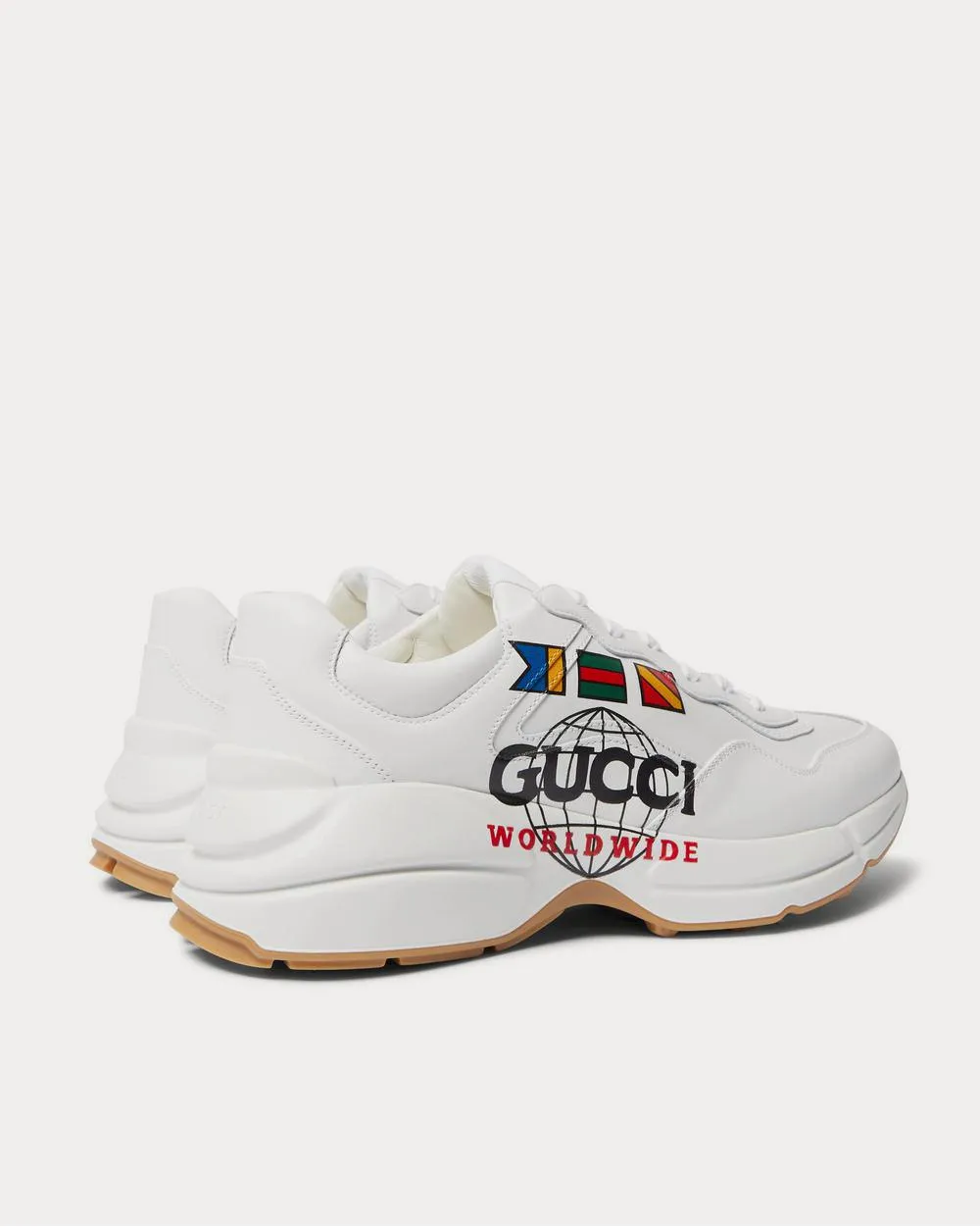 Rhyton Logo-Print Leather  White low top sneakers