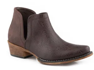 Roper Womens Ava Brown Faux Leather Ankle Boots 6.5