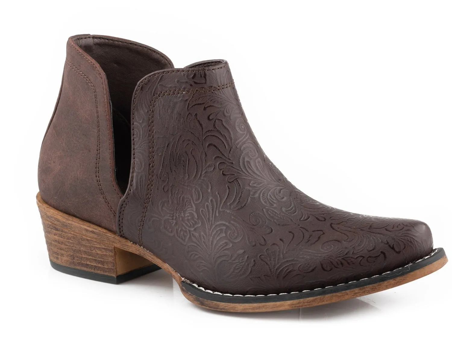 Roper Womens Ava Brown Faux Leather Ankle Boots 6.5